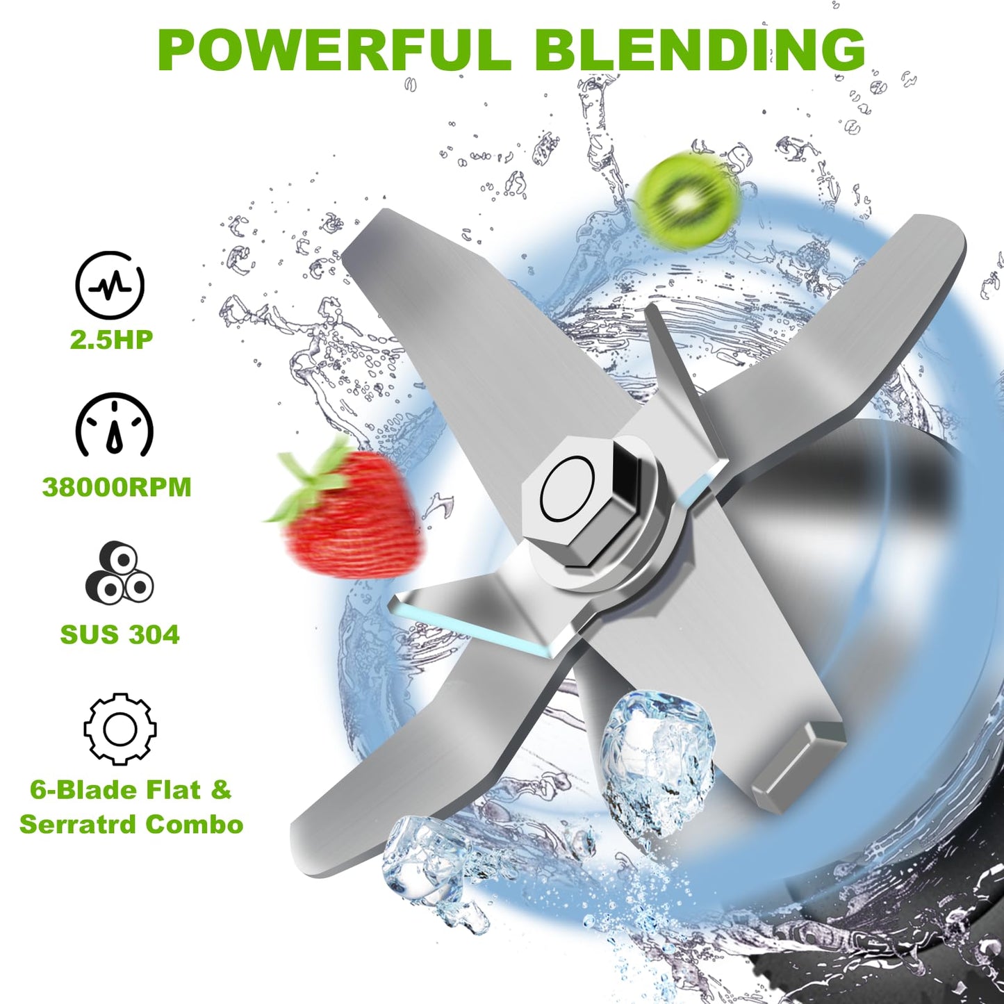 Commercial blender with quiet shield, 2.5HP motor, 80oz pitcher, 15 speeds, self-cleaning, black