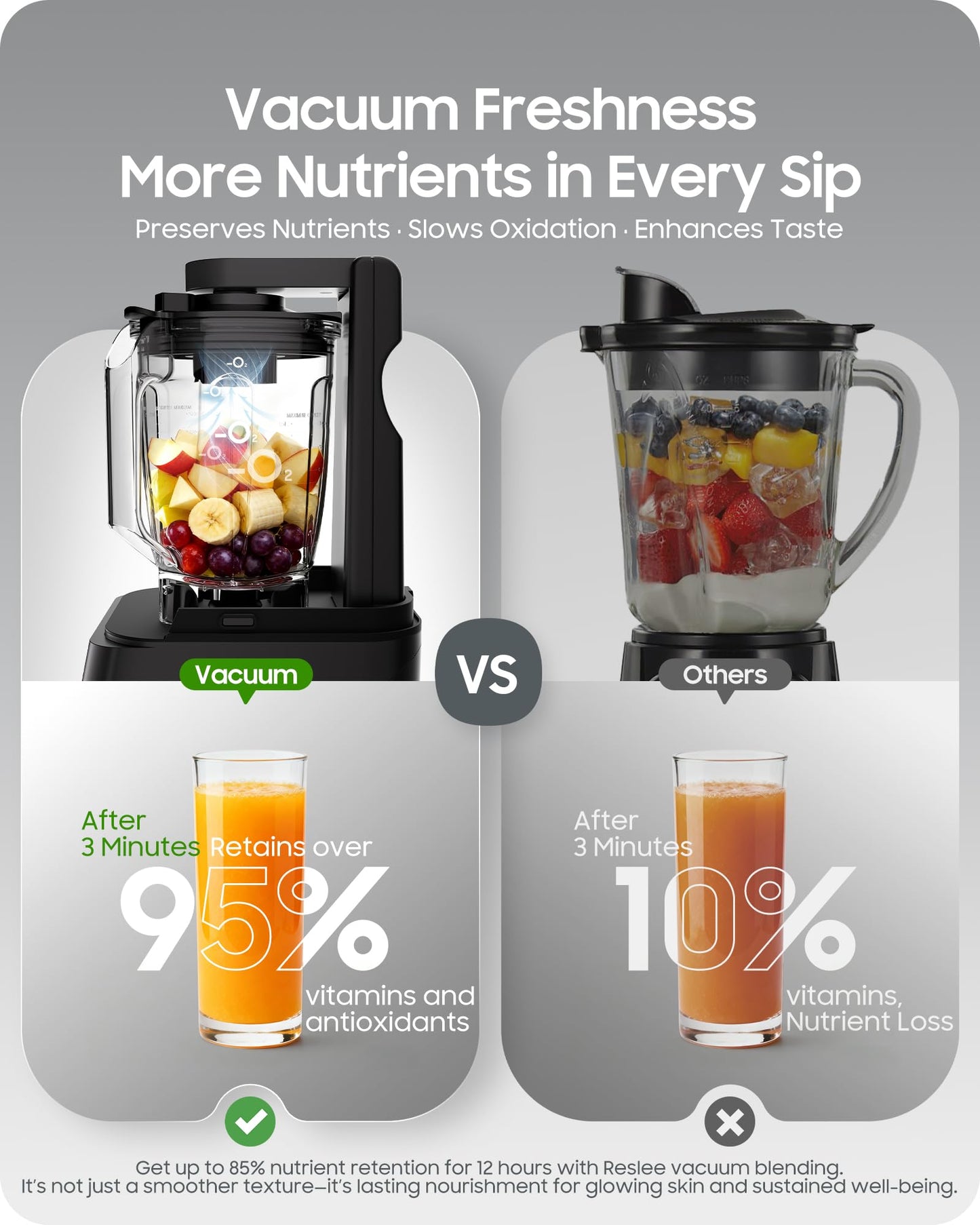 3000W commercial vacuum blender, 56oz cup, quiet shield, self-cleaning for smoothies and hot soup