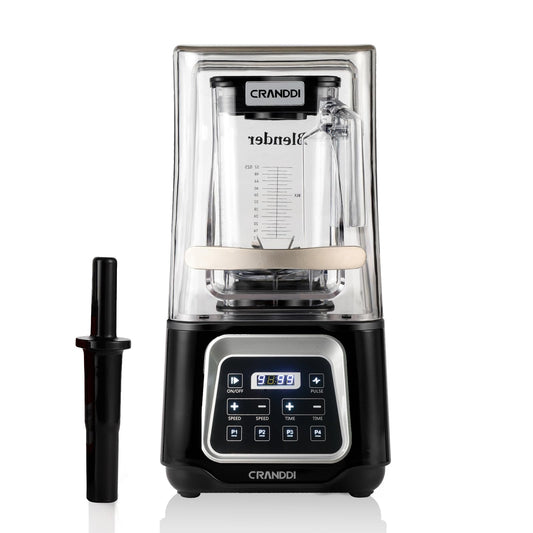 CRANDDI 2200W blender with touchscreen, 52oz jar, presets, quiet design, K80TS black