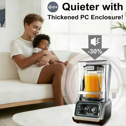 2200W commercial blender, 80oz BPA-free pitcher, quiet shield, self-cleaning for shakes and smoothies
