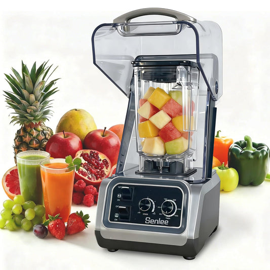 2200W commercial blender, 80oz BPA-free pitcher, quiet shield, self-cleaning for shakes and smoothies