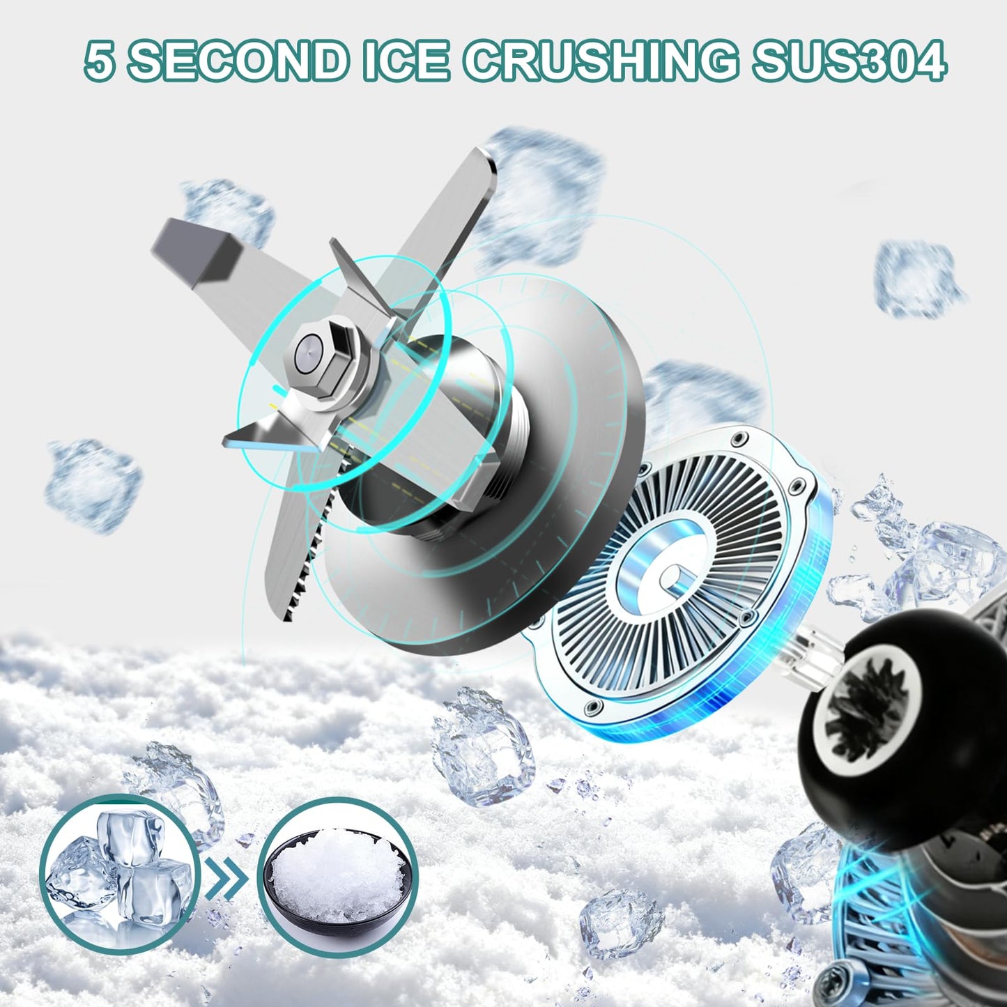 2200W commercial blender with sound enclosure, high-speed, self-cleaning, heavy-duty for smoothies and ice