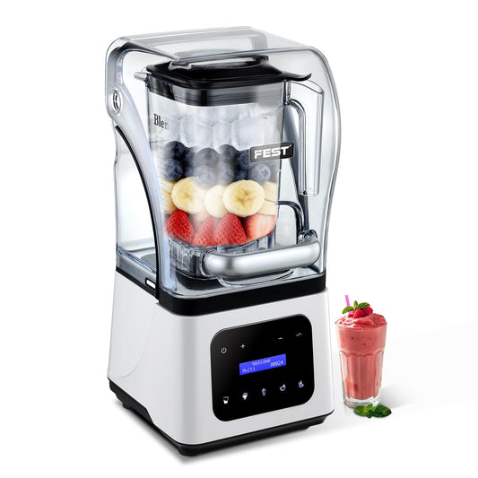 2200W commercial blender, 60oz pitcher, 9 speeds, timer, presets, quiet shield for smoothies and drinks