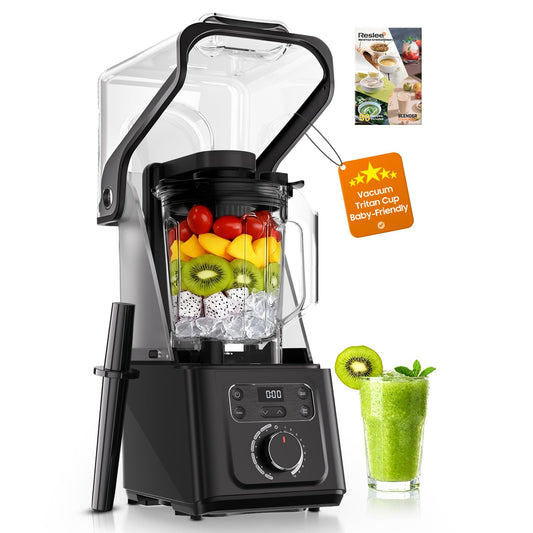 3000W commercial vacuum blender, 56oz cup, quiet shield, self-cleaning for smoothies and hot soup