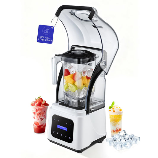 2200W commercial blender, 60oz pitcher, 9 speeds, timer, presets, quiet shield for smoothies and juices