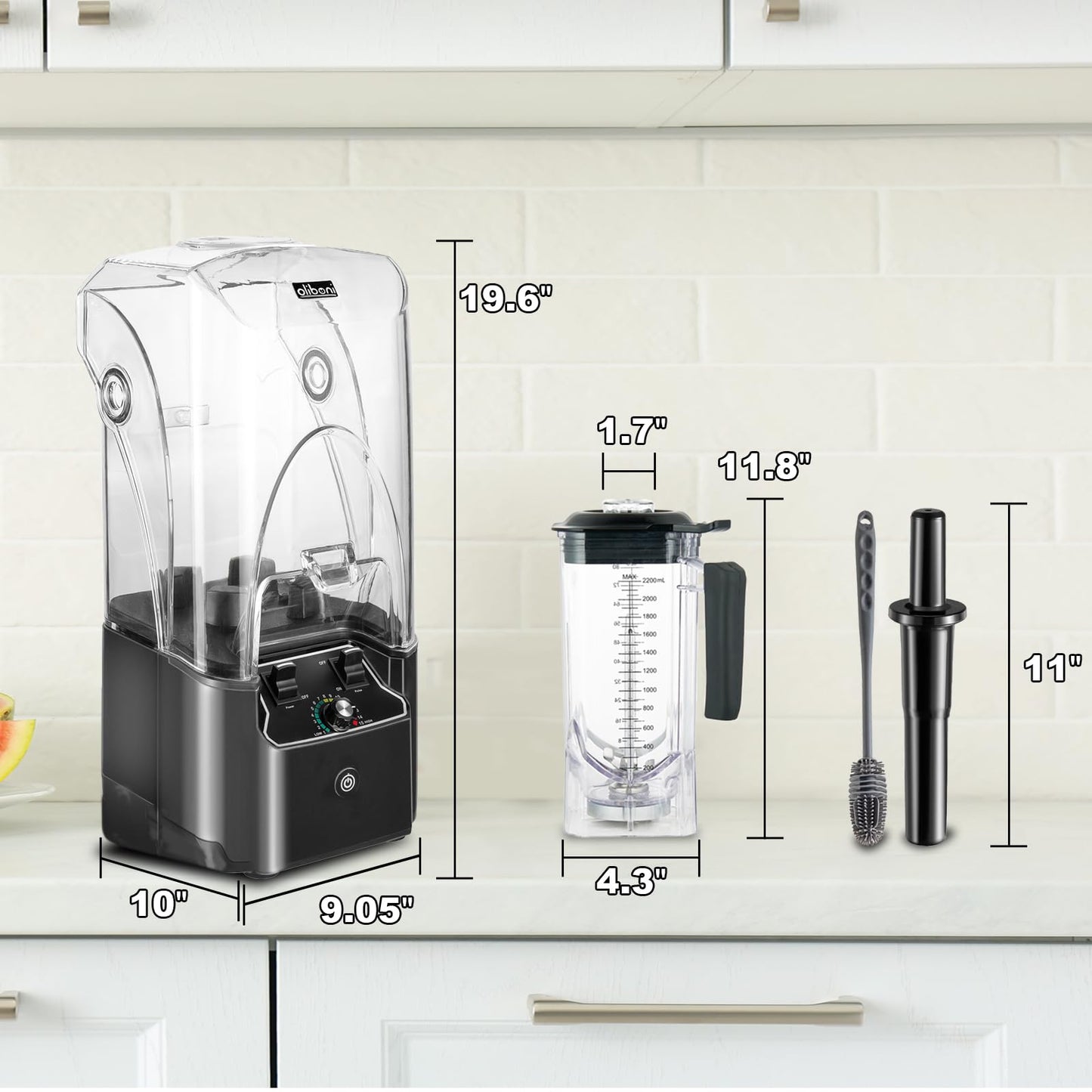 2200W commercial blender, 2.2L jar, 15 speeds, stainless steel blades, heavy-duty for smoothies and ice