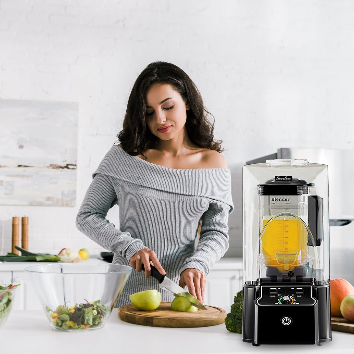 Commercial blender with quiet shield, 2.5HP motor, 80oz pitcher, 15 speeds, self-cleaning, black