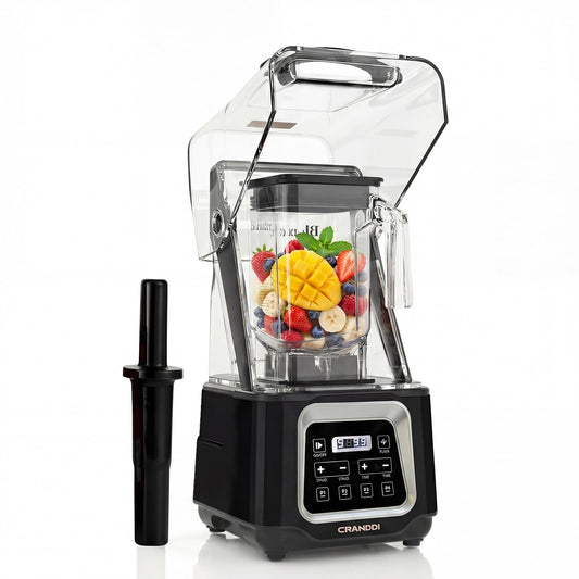 CRANDDI 2200W blender with touchscreen, 52oz jar, presets, quiet design, K80TS black