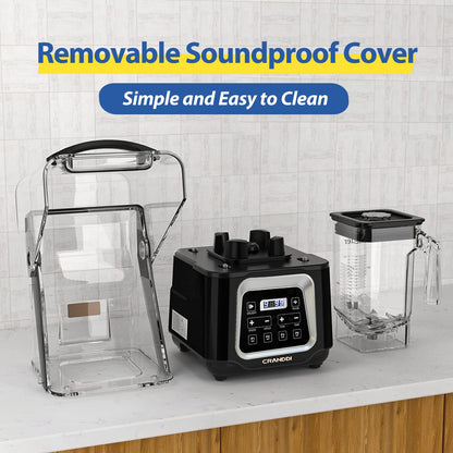 CRANDDI 2200W blender with touchscreen, 52oz jar, presets, quiet design, K80TS black