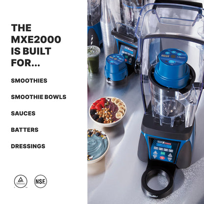 Waring 3.5HP commercial blender, 32oz container, LCD display, programmable with sound enclosure